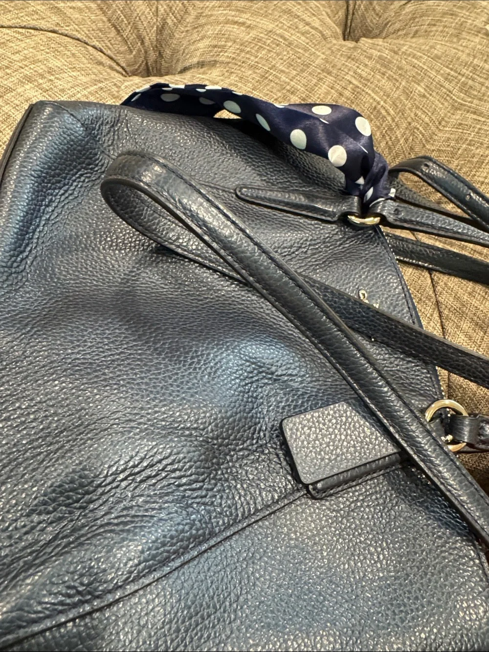 COACH Bag Mini Kelsey Pebbled Leather Metallic Navy Tote Crossbody - Picture 16 of 17